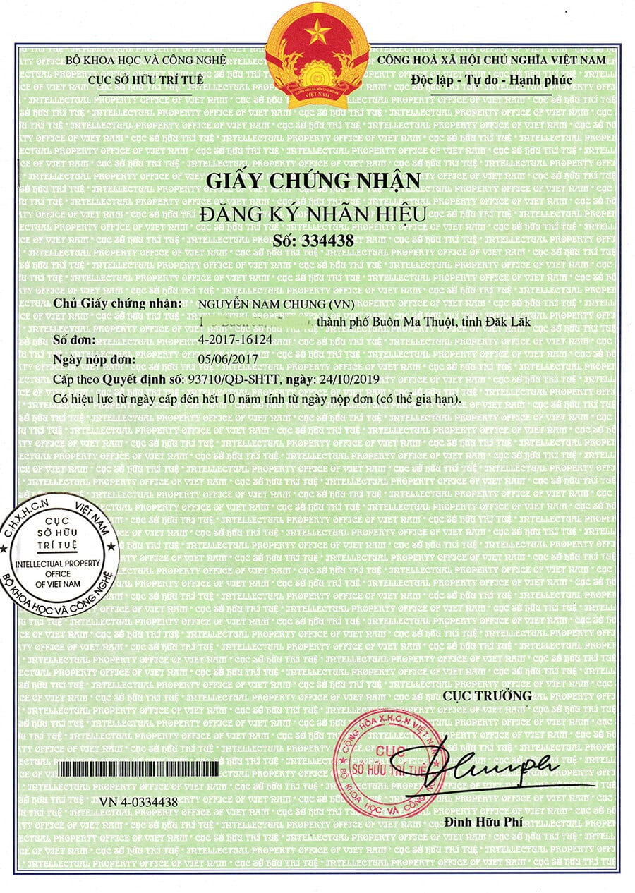 Văn bằng bảo hộ nhãn hiệu Nha khoa Oreli do Cục Sở hữu trí tuệ Việt Nam cấp